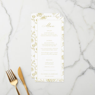 Menu Casamento Floral Dourado Chinoiserie