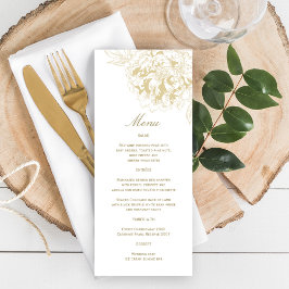 Menu Casamento Floral Dourado de Peony Elegante Champag
