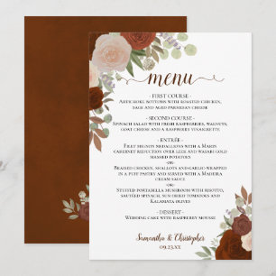 Menu Casamento Floral Elegante Boho de Ouferrugem Laran