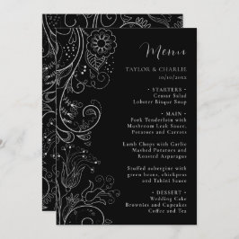 Menu Casamento Floral Elegante Negra