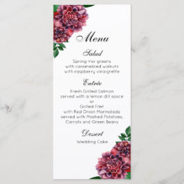 Menu Casamento floral em Borgonha. Flor de dahlias aqua