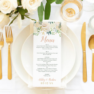 Menu Casamento Floral em Dourado e Verde