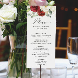 Menu Casamento Floral Eucalyptus, Rosas Brancas Vermelh
