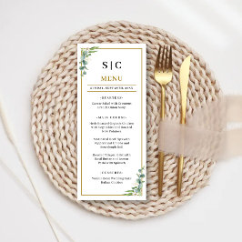 Menu Casamento Floral Geométrico de Verduras de Eucalip