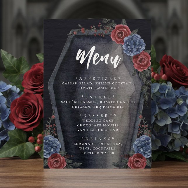 Menu Casamento Floral Gótico do Caixão (Criador carregado)