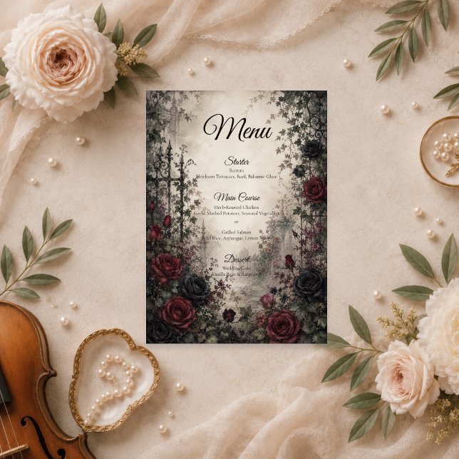 Menu Casamento Floral Gótico Etéreo (Criador carregado)