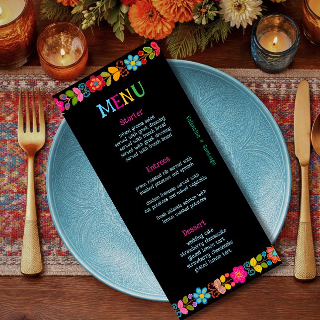 Menu Casamento floral mexicano moderno (Criador carregado)
