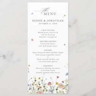Menu Casamento Floral Minimalista do Jardim de primaver
