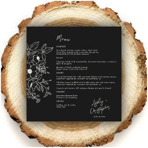 Menu Casamento Floral Mínimo de Black Noir