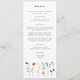 Menu Casamento Floral Mínimo de Orgulho gay LGBTQ de Fl