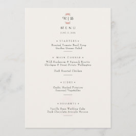 Menu Casamento Floral Mínimo Jardim de Rosto Vermelho P