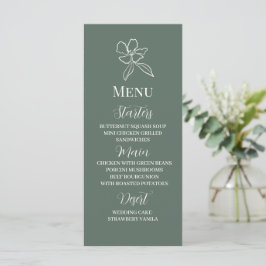 Menu Casamento Floral Mínimo Verde Florestal