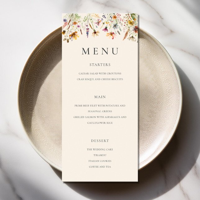 Menu Casamento Floral Moderno Minimalista Boho Wildflow (Criador carregado)