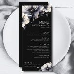 Menu Casamento Floral Negro Moderno Elegante<br><div class="desc">Design de casamento simples e giro, preto e branco. Um olhar clássico, mas caprichoso, com flores pretas, cinzas e creme coloridas, com fontes pretas e cartazes modernos. Edite todo o texto para suas próprias informações. Você pode até mudar a cor de fundo para qualquer coisa que quiser! Também tenho outros...</div>