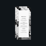 Menu Casamento Floral por Aquarela de Peões Pretos e Br<br><div class="desc">Um belo design de casamento branco preto com cor d'água, com peônias. Um elegante. Um elegante design perfeito para quem ama flores de pedras florais de aquarela, ilustrações em preto e branco e papelaria botânica para casamentos. Um único design de cardápio de casamento de peões negros e brancos com elementos...</div>