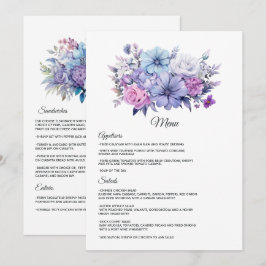 Menu Casamento Floral Prateado, Azul Gelo e Lilás