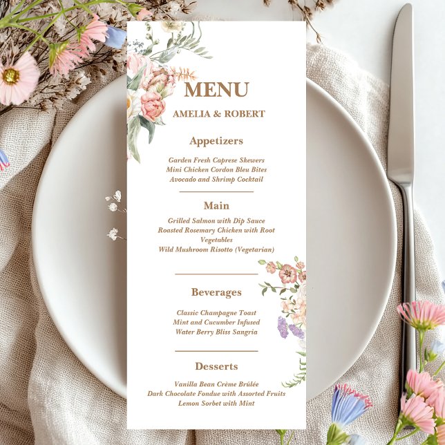 Menu Casamento Floral Primavera Jardim Pastel (Criador carregado)