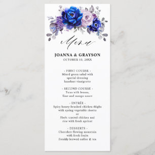 Menu Casamento Floral Real Azul Lilac Roxo