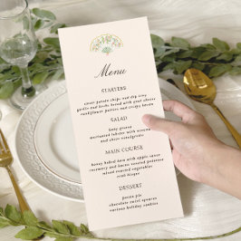 Menu Casamento Floral Rococó em Aquarela Elegante