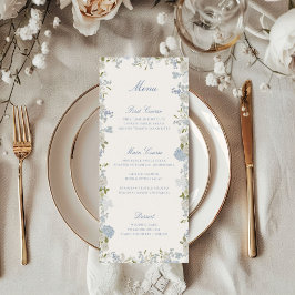 Menu Casamento Floral Romântico Azul