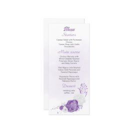 Menu casamento floral romântico e roxo branco