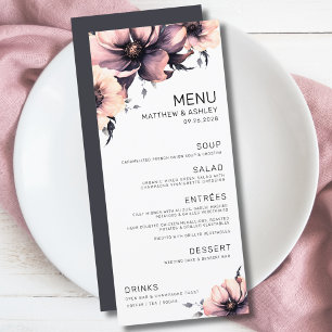 Menu Casamento Floral Rosa-Elegante Moderno