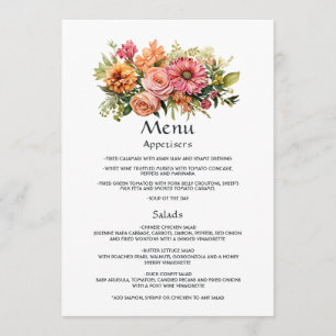 Menu Casamento Floral Rosa, Laranja e Verde