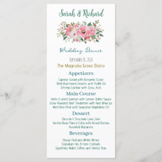 Menu Casamento Floral Rosa Vibrante
