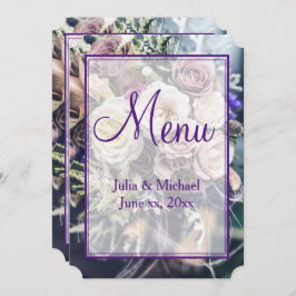 Menu Casamento Floral Roxo Elegante