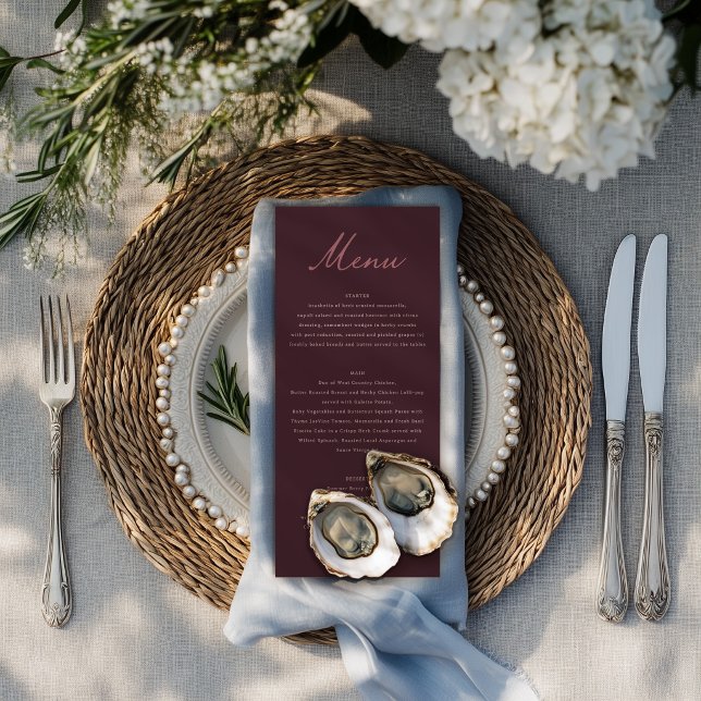 Menu Casamento Floral Roxo Jantar Burgundy (Criador carregado)