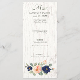 Menu Casamento Floral Rustic Country Marinho Blue and P