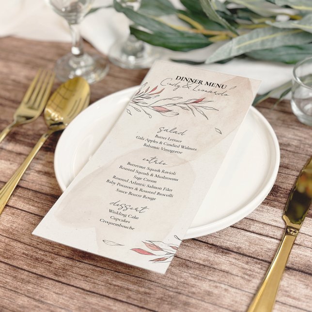 Menu Casamento Floral Rustic Earthy Watercolor (Criador carregado)