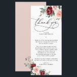 Menu Casamento Floral Rustic Fall Obrigado Carta<br><div class="desc">Projetada para coordenar com a nossa coleção Romântica de Blooms,  esta Carta de agradecimento personalizável apresenta borboleta de cor d'água e florais de cor d'água com folhas verdes pareadas com fontes serif clássicas e gráficos de texto de caligrafia elegante. Itens correspondentes disponíveis.</div>