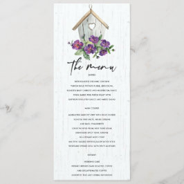 MENU CASAMENTO FLORAL RÚSTICO DE MADEIRA BRANCA