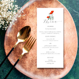 Menu Casamento Floral Simples De Cores Aquáticas Vermel