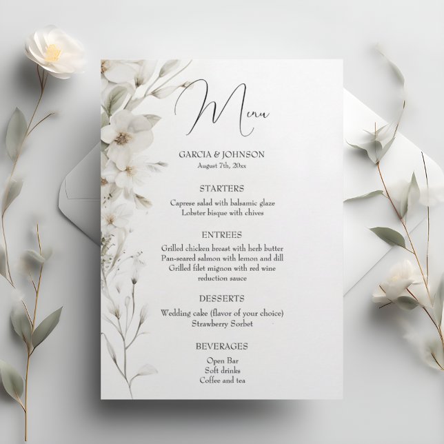 Menu Casamento Floral Simples Elegante (Criador carregado)