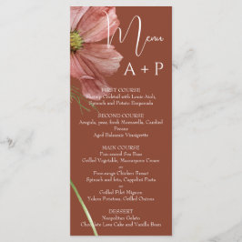 Menu Casamento Floral Simples em Aquarela Terracota