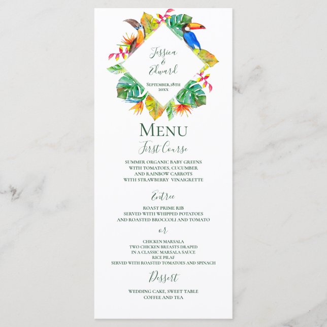 Menu Casamento Floral Tropical Hawaiian Paradise (Frente)
