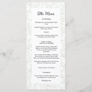Menu Casamento Floral Verde Elegante Chinoiserie
