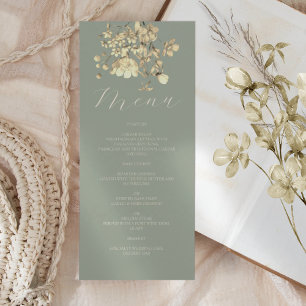 Menu Casamento Floral Verde Sálvia Neutro