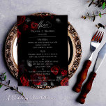 Menu Casamento Floral Vermelho e Preto Personalizado El<br><div class="desc">Entra num mundo elegante com o nosso Menu de Casamento Floral e Preto Personalizado. Este menu é uma combinação perfeita de design clássicos e detalhes modernos que melhorarão sua experiência de jantar. Uma combinação espantosa de preto ousado e vermelho apaixonado faz deste menu uma adição inesquecível ao seu dia especial....</div>