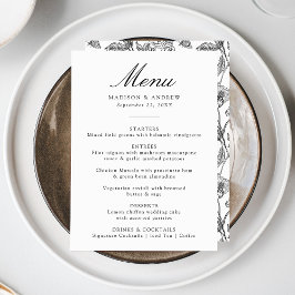 Menu Casamento Floral Vitoriano da Chinoiserie Negra El