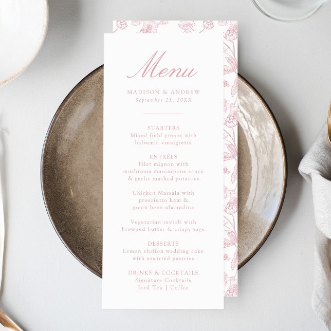 Menu Casamento Floral Vitoriano da Rosa Chinoiserie Ele (Criador carregado)