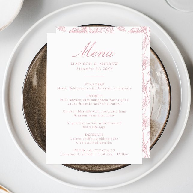 Menu Casamento Floral Vitoriano da Rosa Chinoiserie Ele (Criador carregado)