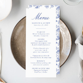 Menu Casamento Floral Vitoriano de Chinoiserie Azul Ele