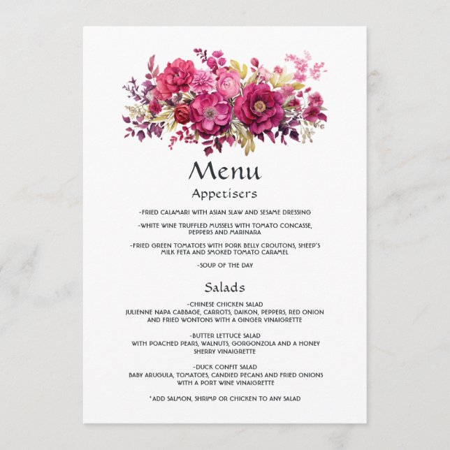 Menu Casamento Floral Viva Magenta (Frente)
