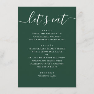 Menu Casamento Floresta Escura Verde Jantar com Letra