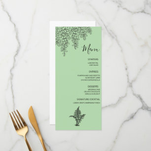 Menu Casamento Folha de Samambaia Verde Salvia