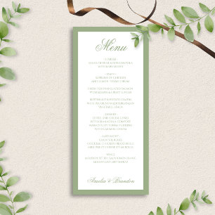 Menu Casamento Formal Clássico com Borda em Verde Sage