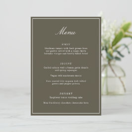 Menu Casamento Formal Clássico com Borda Oliva Elegante